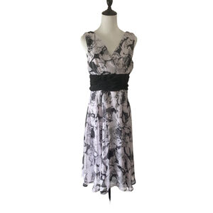 Women's Connected Apparel Black & White Floral Dress Size 12